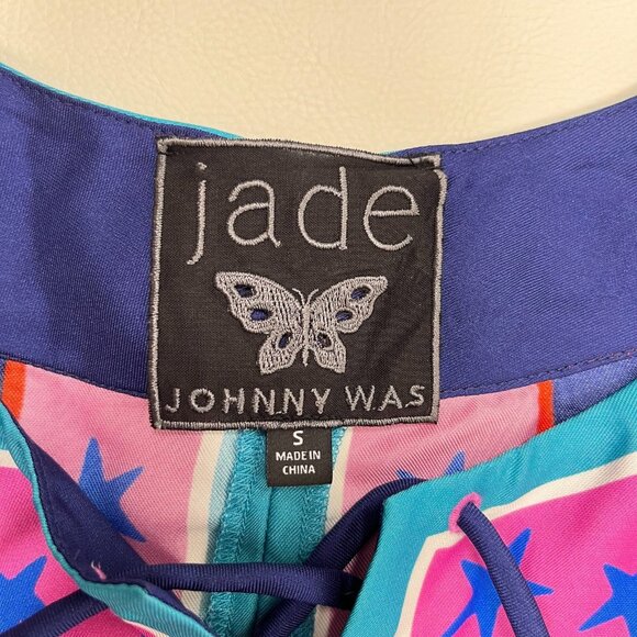 $398 NWOT Johnny Was Silk Blend Floral Mini Dress Size S Lace-up Stars Moon - Picture 9 of 13